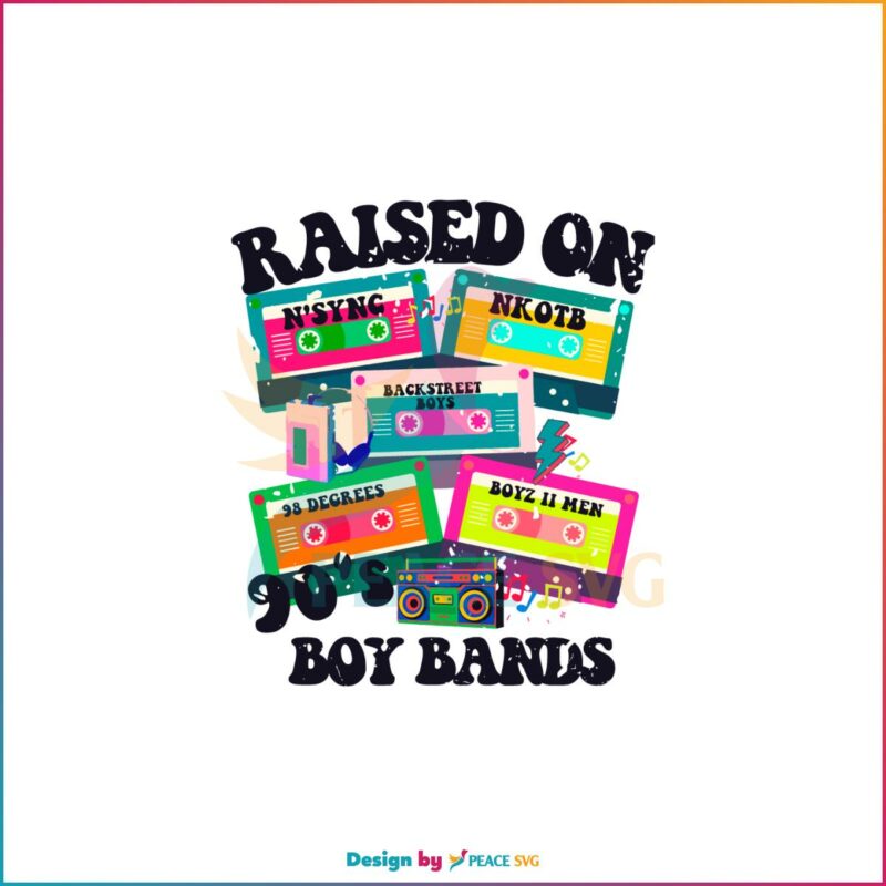 Vintage Cassette Raised On 90s Boy Bands Svg Graphic Designs Files ...