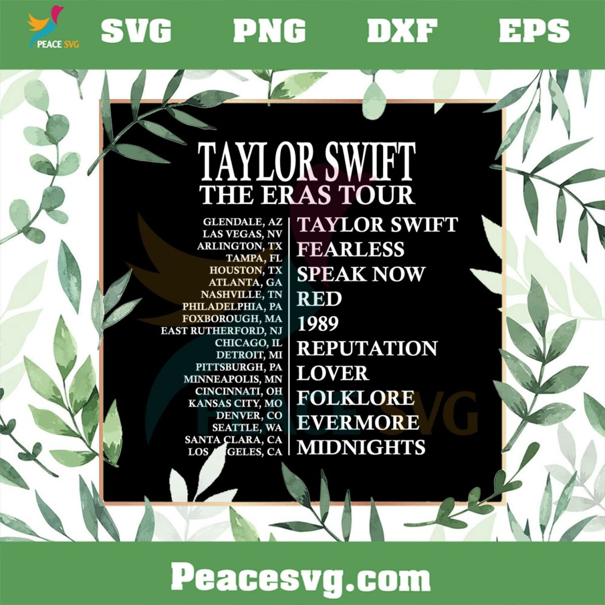 Taylor Swift The Eras schedule Tour SVG Graphic Designs Files » PeaceSVG