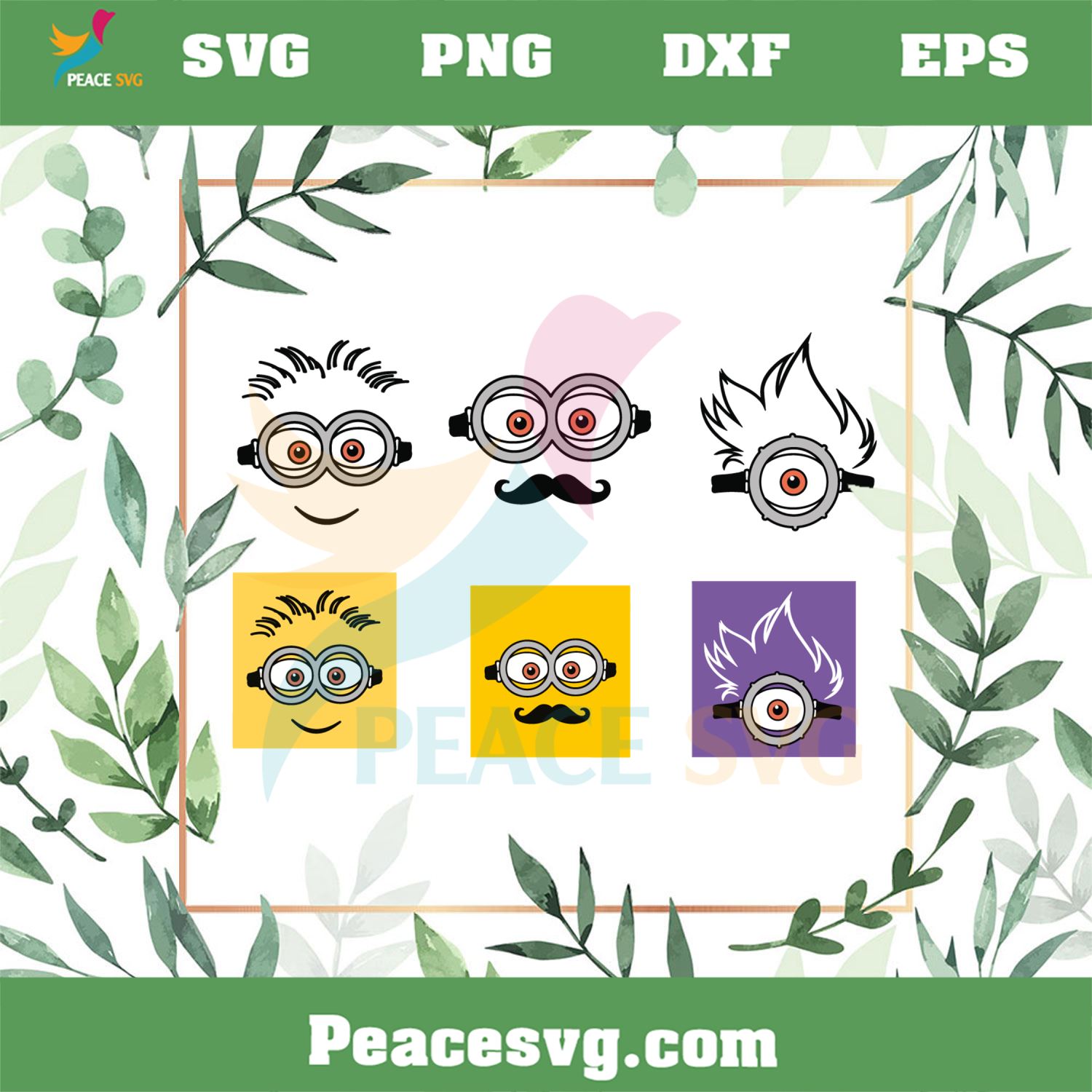 Minions Face Bundle Svg Funny Minion Cartoon File For Cricut Peacesvg